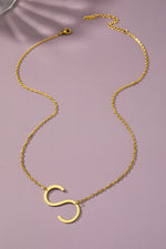 Large stainless steel initial pendant necklace