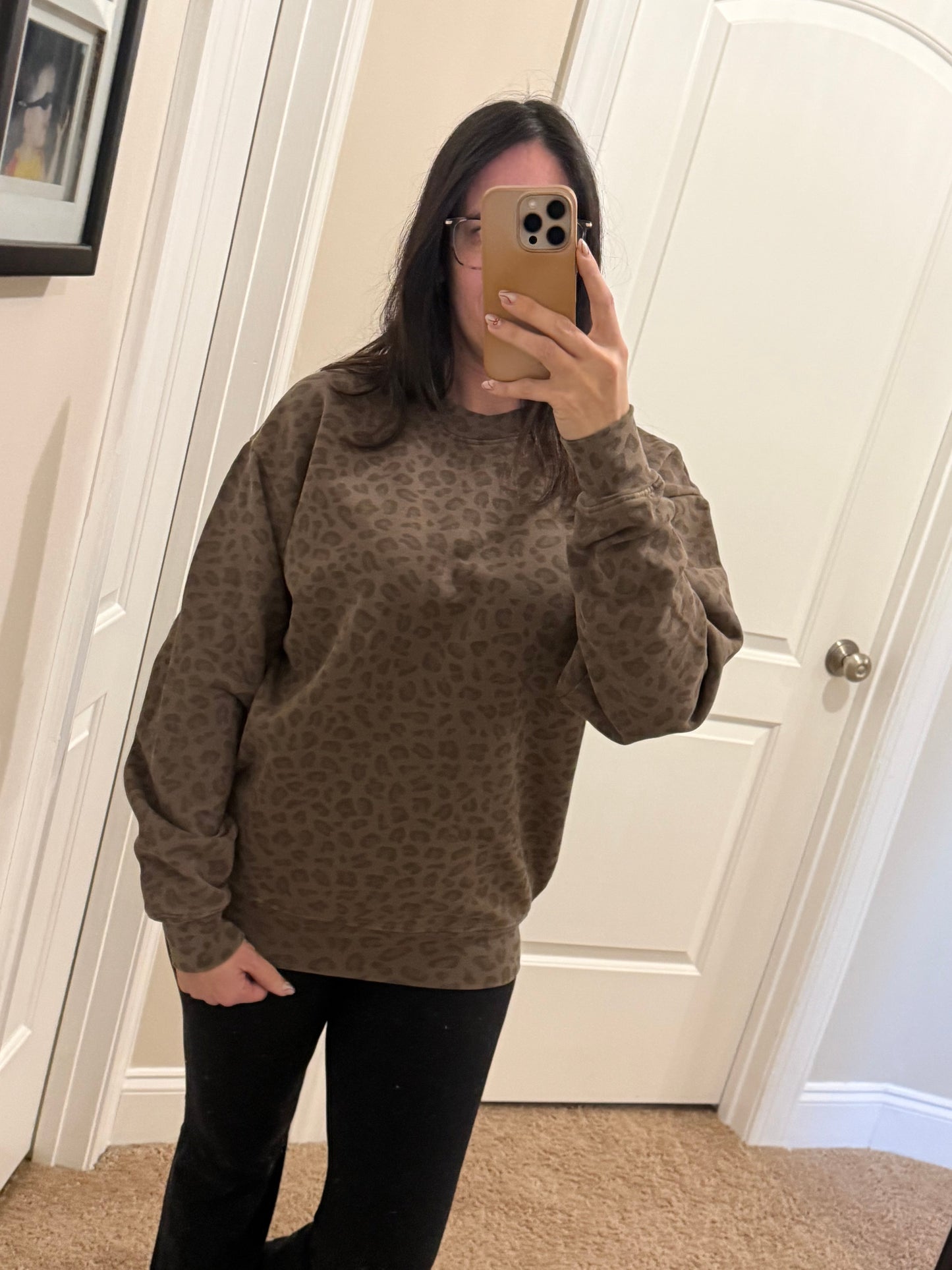 Tan leopard blank sweatshirt