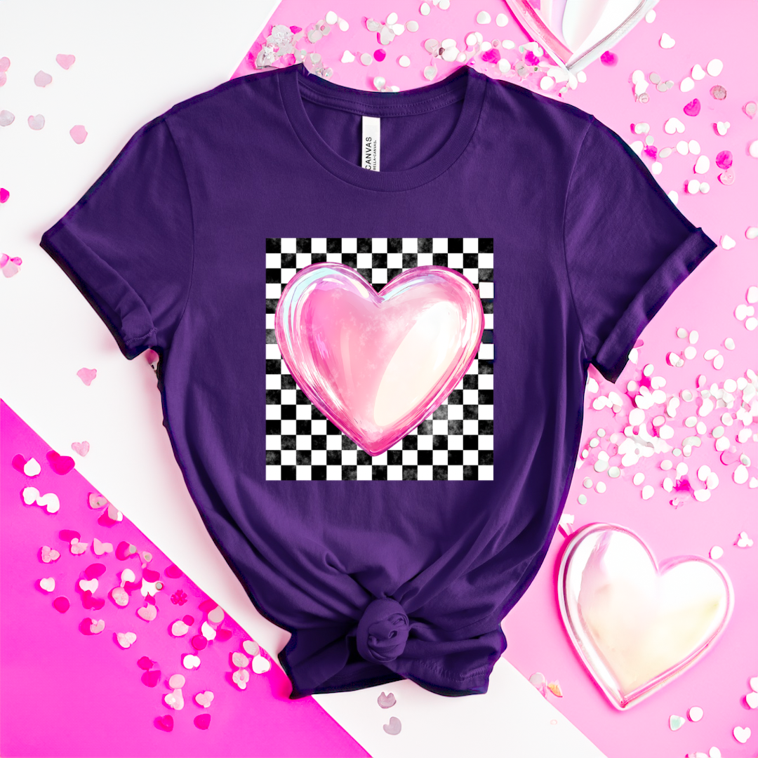 Checkered heart distressed