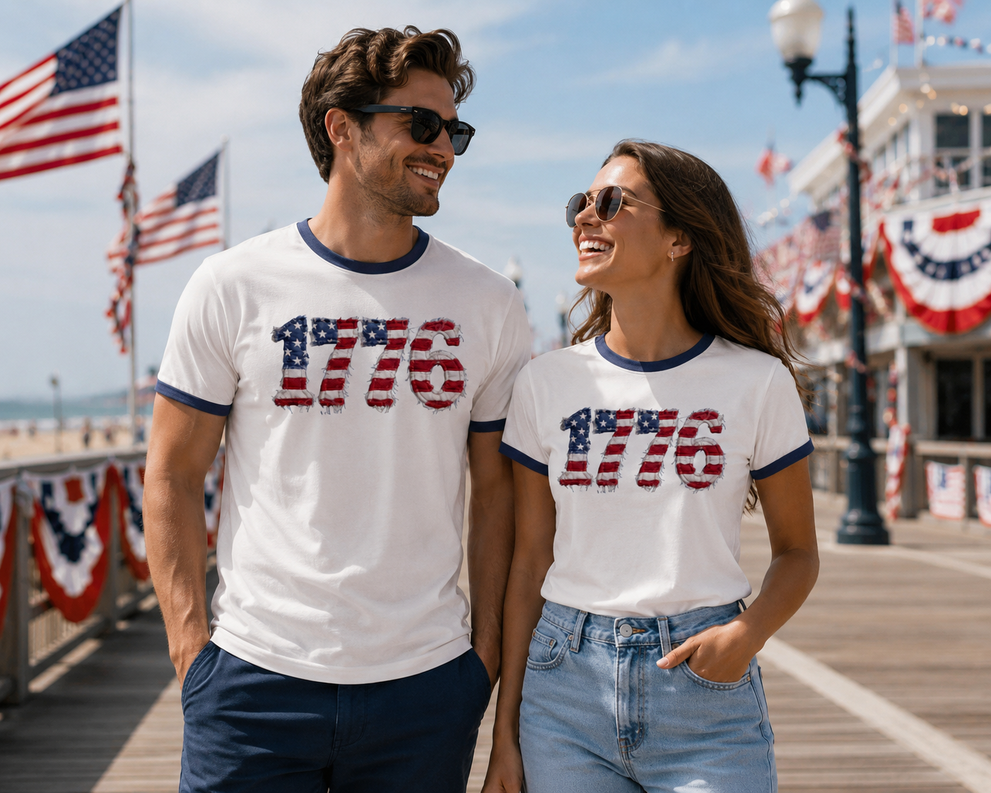 1776 navy ringer tee