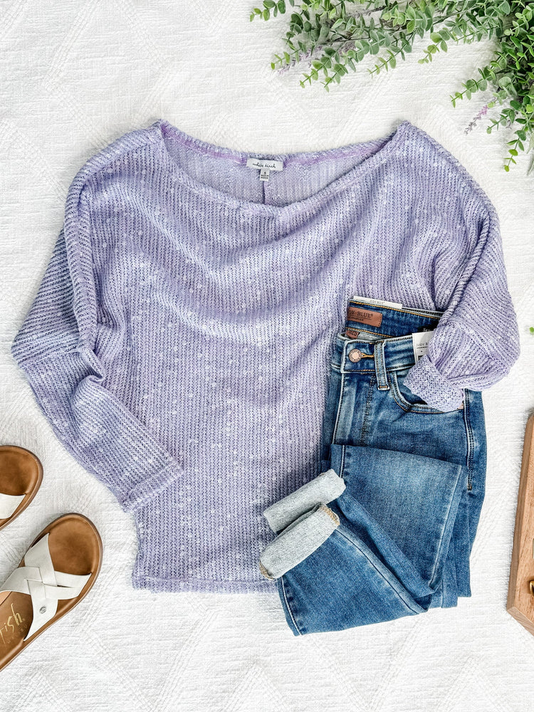 Dolman Sleeve Knit Sweater In Lilac