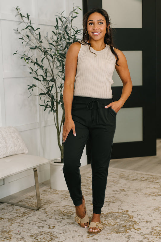 Sweat It High Waisted Joggers in Black