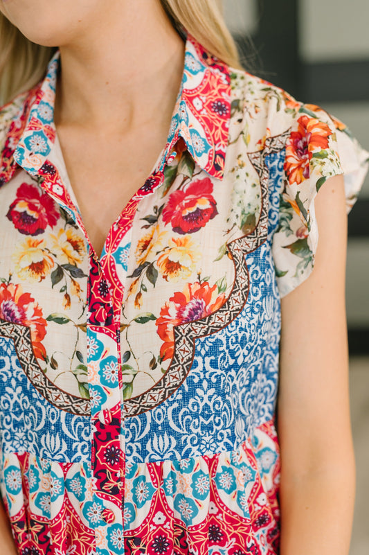 Wanted Whimsy Collared Printed Dress