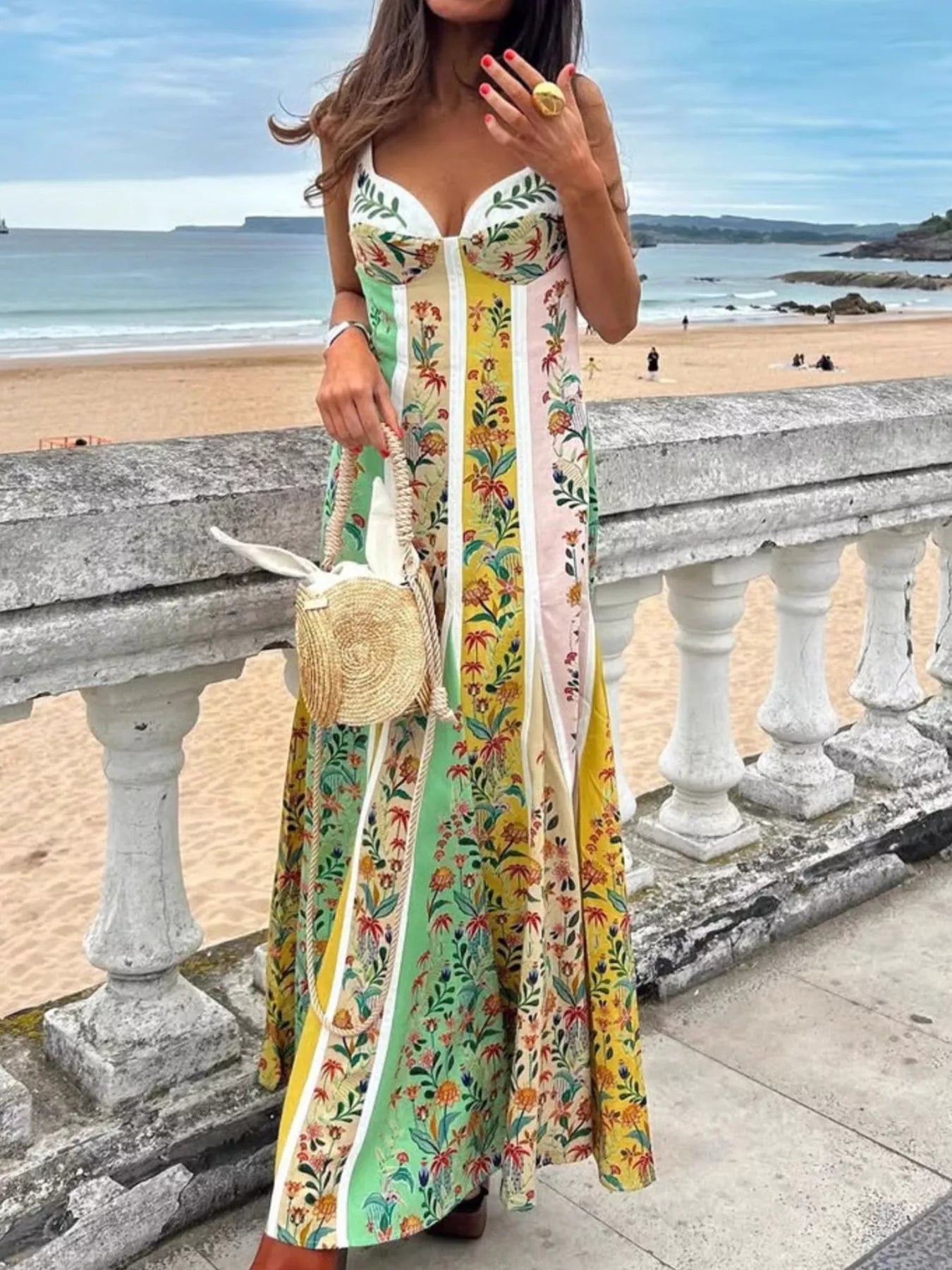 sweetheart neck maxi dress Floral Print | Women's Dresses Kids Size:6T this maxi dress skims Woman Jersey Dress - Collection:High Tide Party