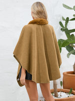 My Fuzzy Trim Open Front Poncho