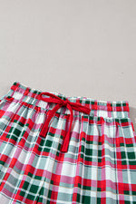 MERRY CHRISTMAS Round Neck Top and Plaid Pants Set