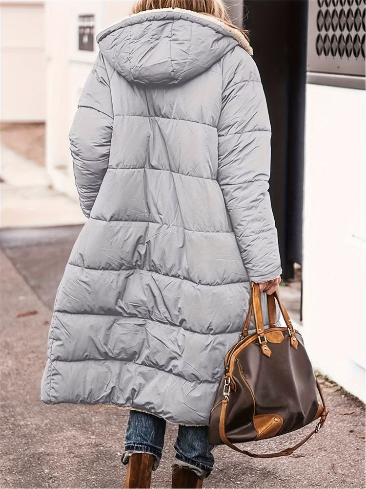 Reversable Plus Size Zip Up Sherpa Hooded Coat