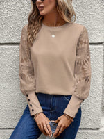 Round Neck Lace Long Sleeve Top