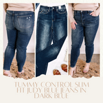 Tummy Control Slim Fit High Rise Judy Blue Jeans In Dark Blue