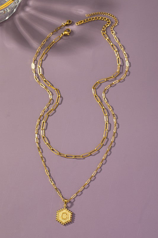 Double chain Initial Necklace