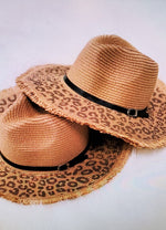 Sun Panama Leopard Wide Brim Belted Trendy Hat