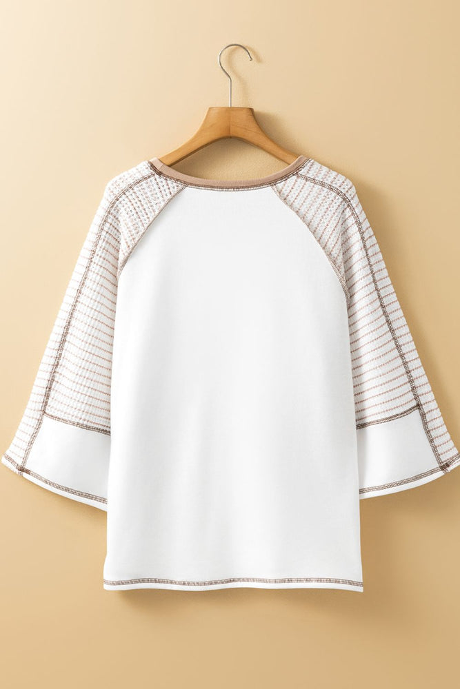 Striped Round Neck Raglan Sleeve Top