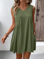 Ruched V-Neck Sleeveless Mini Dress