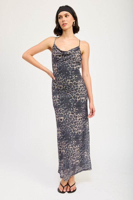 SLIGHT COWL MAXI DRESS WITH OPEN BACK