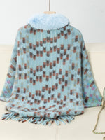 Fringe Fuzzy Open Front Poncho