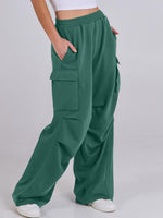 Elastic Waist Wide Leg Pants with Pockets