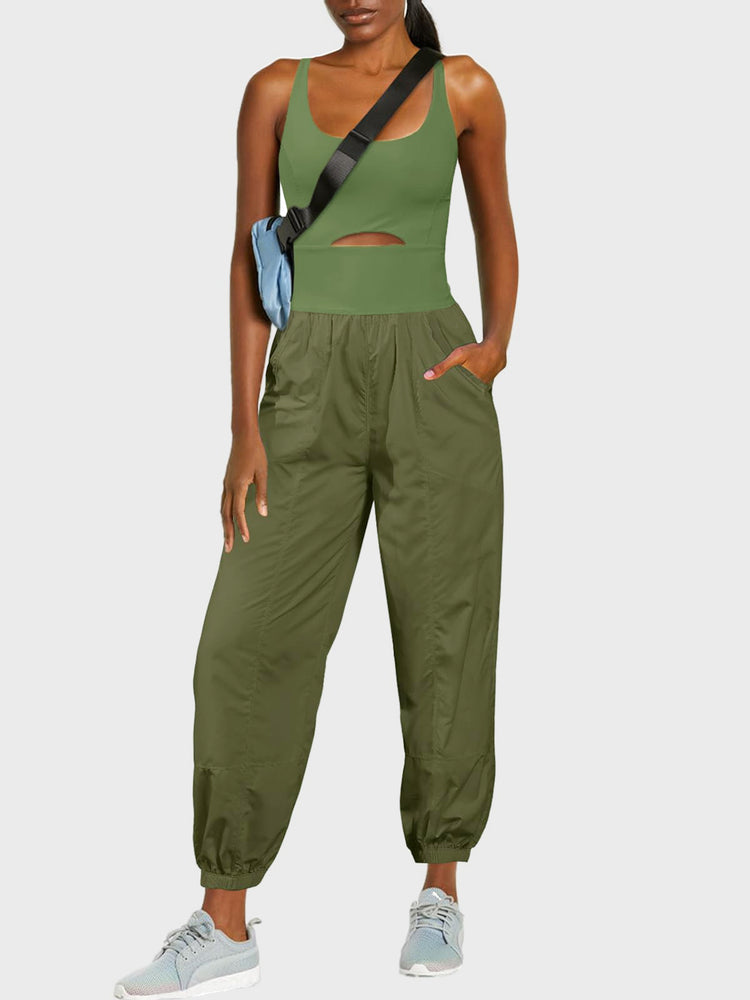 Cutout Scoop Neck Wide Strap Jumpsuit