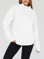 Mock Neck Drop Shoulder Long Sleeve Sweatshirt