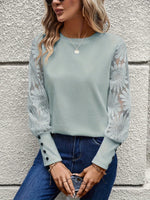 Round Neck Lace Long Sleeve Top