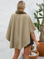 My Fuzzy Trim Open Front Poncho