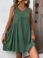 Ruched V-Neck Sleeveless Mini Dress