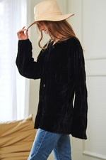 Long Sleeve Button Front Loose Fit Shirt Top