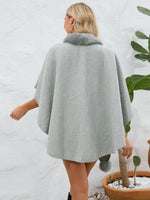 My Fuzzy Trim Open Front Poncho