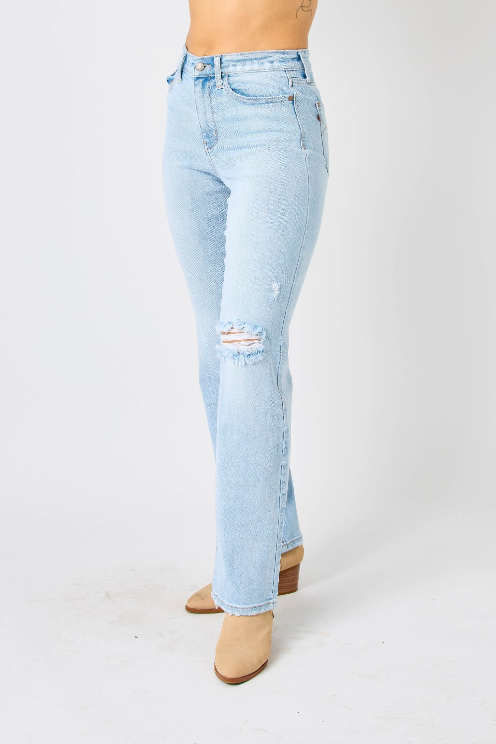 Judy Blue Full Size High Waist Distressed Straight Jeans