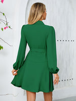 Surplice Tie Waist Long Sleeve Mini Dress