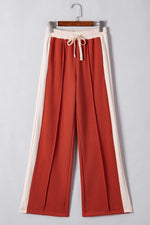 Drawstring Contrast Wide Leg Pants