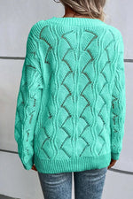 Openwork V-Neck Long Sleeve Sweater