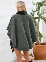 My Fuzzy Trim Open Front Poncho