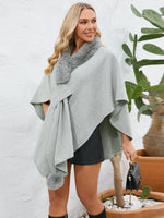 My Fuzzy Trim Open Front Poncho