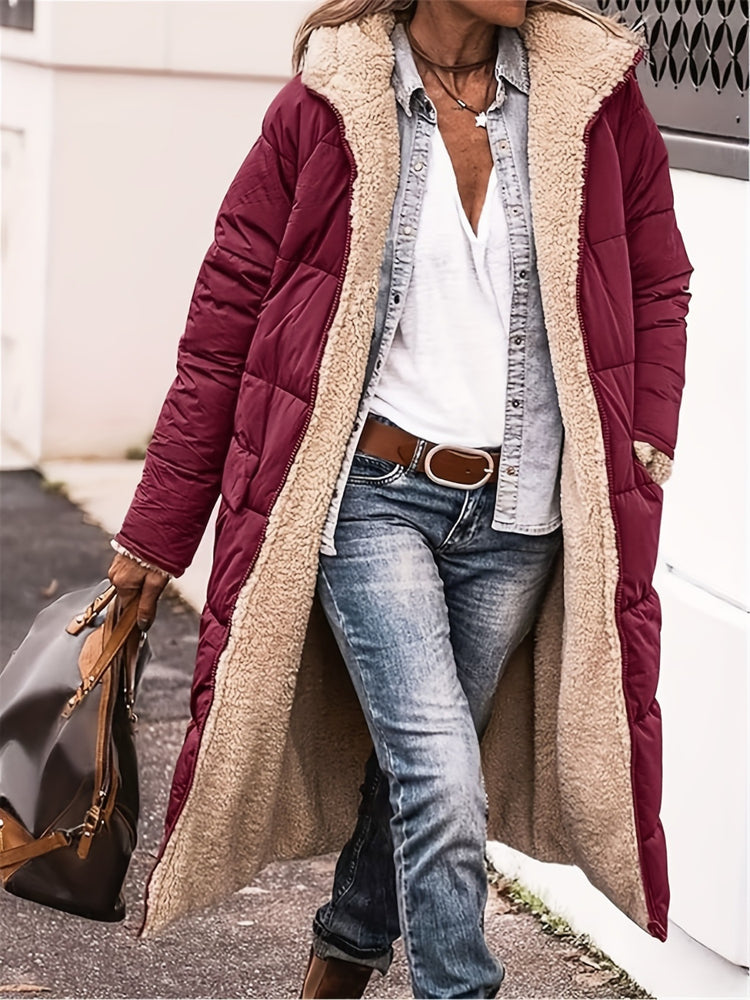 Reversable Plus Size Zip Up Sherpa Hooded Coat