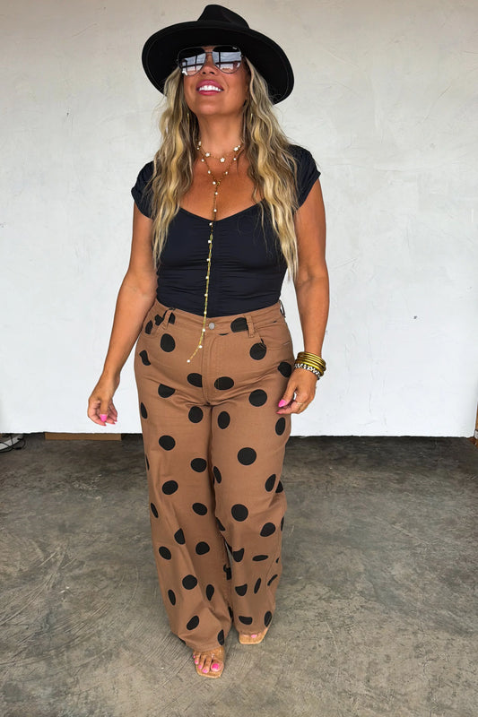 Miss Mocha Dot Denim Jeans Preorder