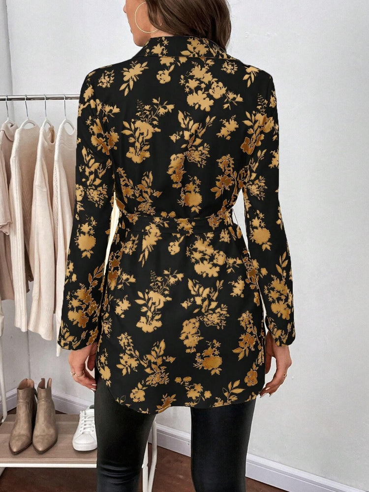 Printed Collared Neck Long Sleeve Shirt