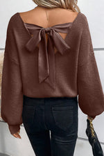 Tied V-Neck Long Sleeve Sweater