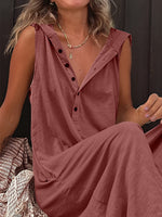 Full Size Half Button Sleeveless Jumpsuit