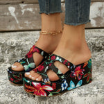 Cutout Floral Peep Toe Sandals