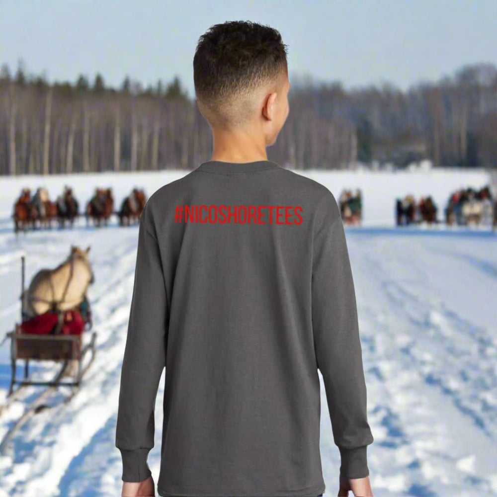 "BE JOLLY KIND" Holiday Long Sleeve Tee (main design on front) By NICO SHORE TEES