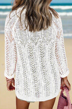 Openwork Open Front Long Sleeve Cardigan