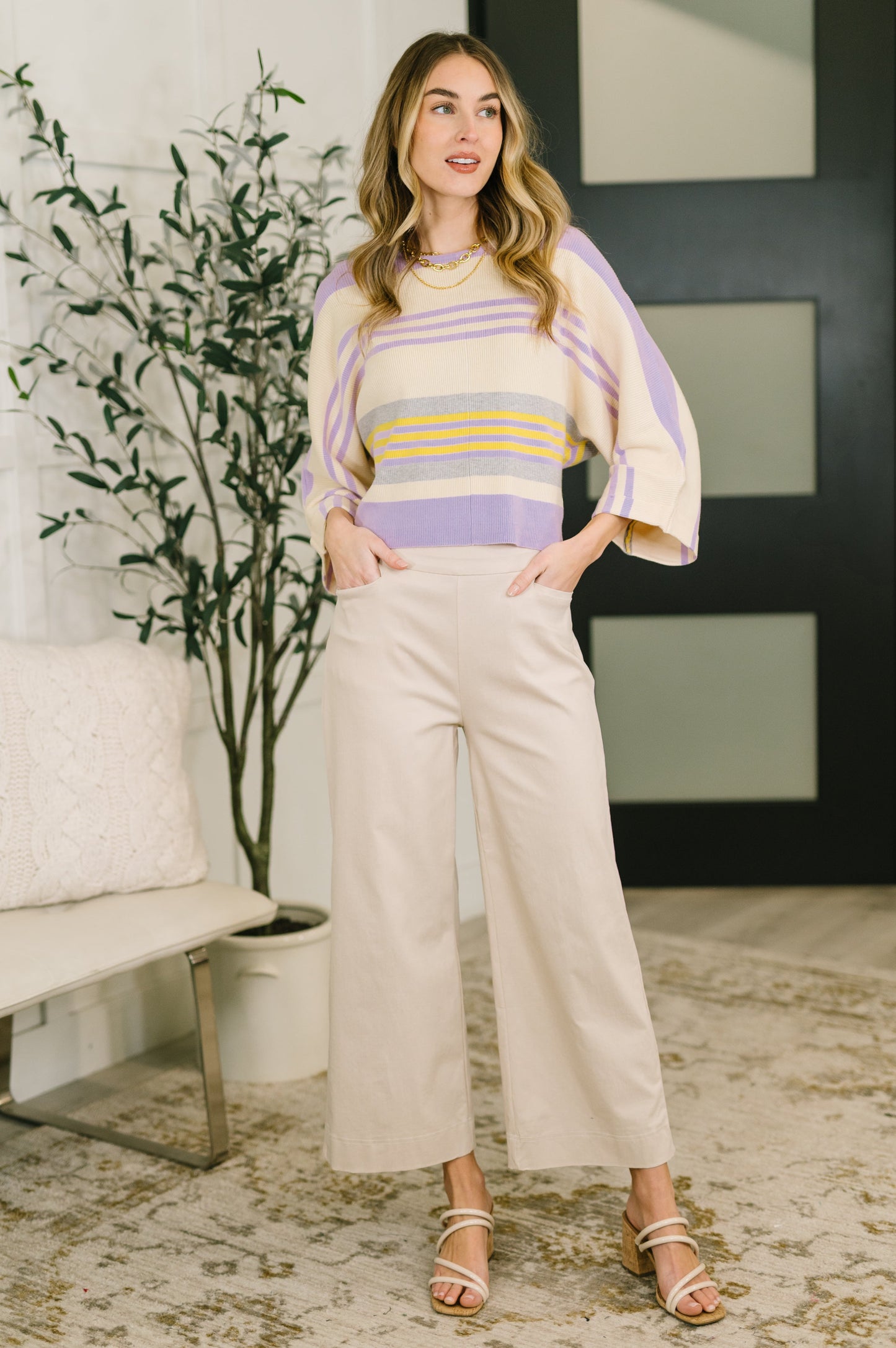 Barely Justified Striped Dolman Sleeve Top