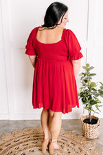 Short Sleeve Smocked Dress In Fiesta Red