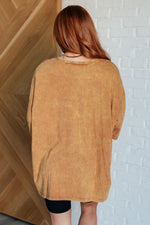 Don't Mind Me Mineral Wash Drop Shoulder Tee in Deep Camel