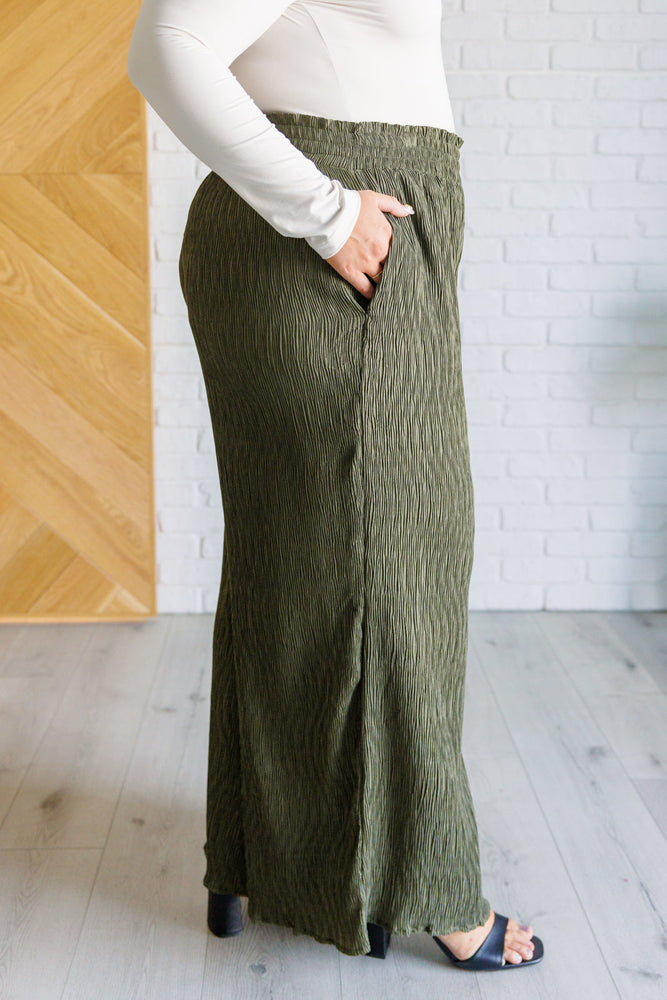 Harmony High Rise Wide Pants in Olive