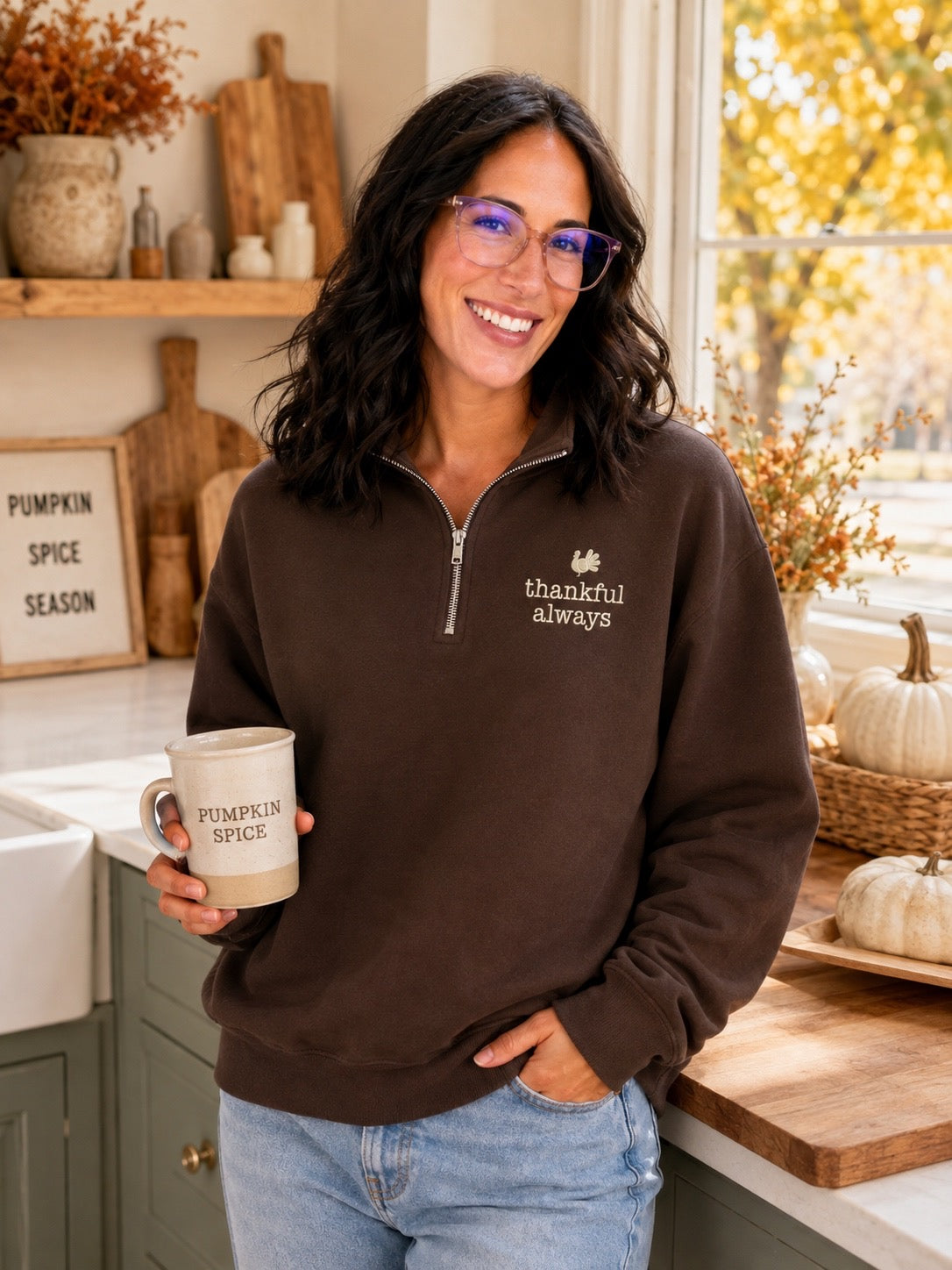 Embroidered always thankful