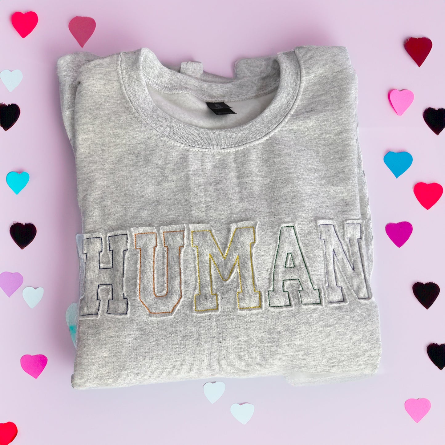 Human sweatshirt appliqué embroidery