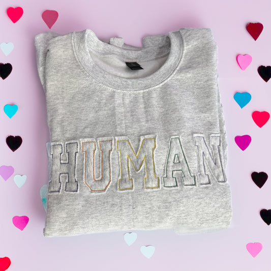 Human sweatshirt appliqué embroidery