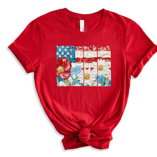 Painted flag and flowers