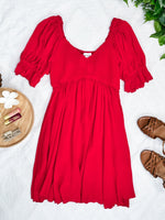 Short Sleeve Smocked Dress In Fiesta Red